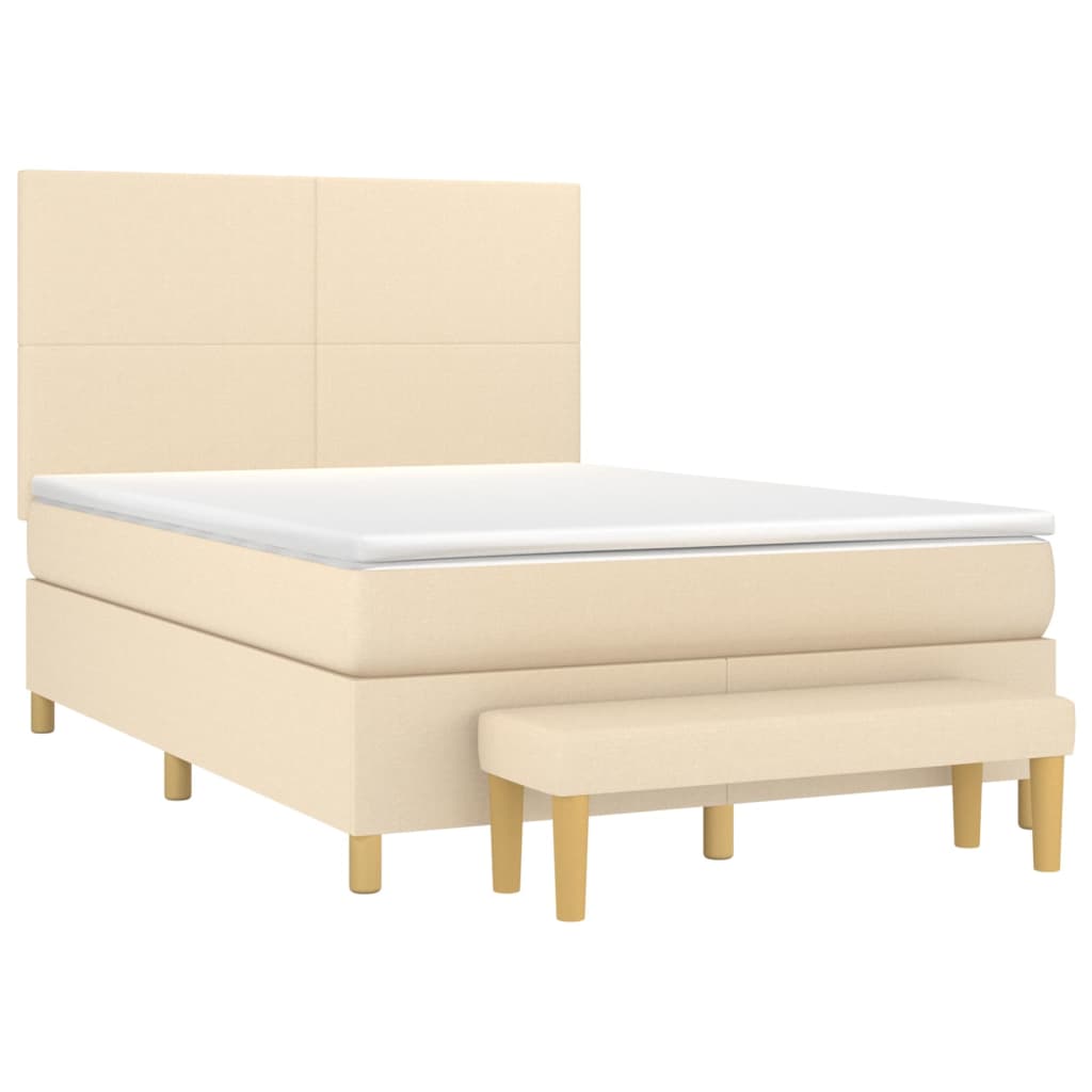 Boxspring met matras stof crèmekleurig 140x200 cm is nu te koop bij PeponiXL, paradijselijk wonen!