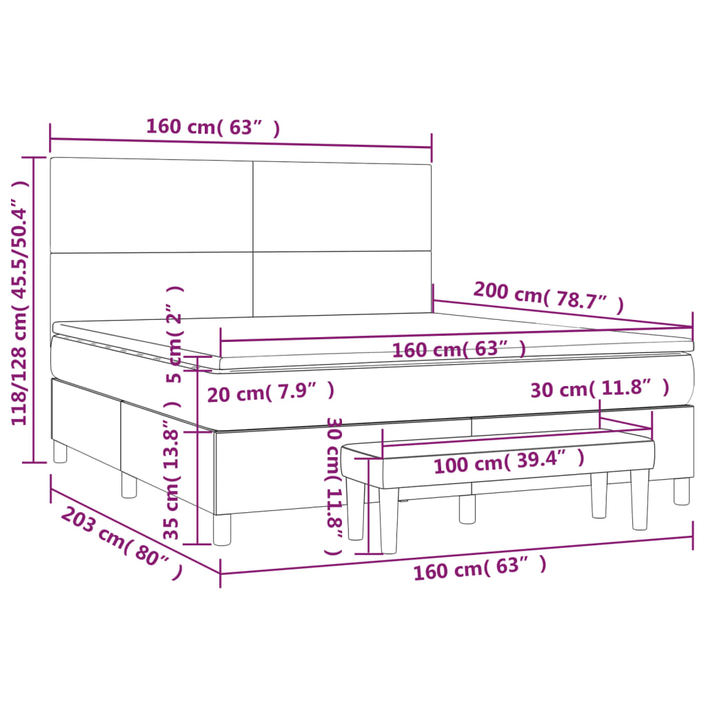 Boxspring met matras stof lichtgrijs 160x200 cm is nu te koop bij PeponiXL, paradijselijk wonen!