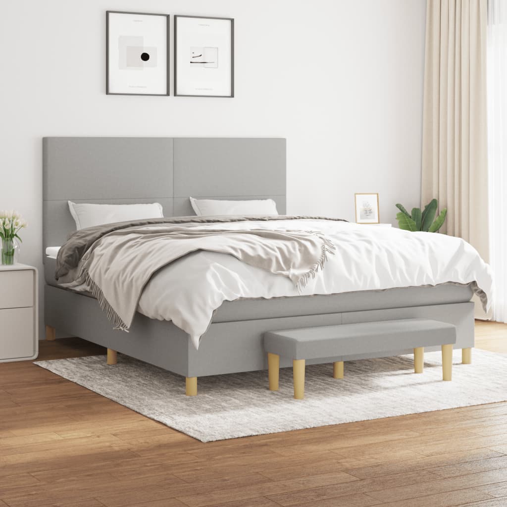 Boxspring met matras stof lichtgrijs 160x200 cm is nu te koop bij PeponiXL, paradijselijk wonen!