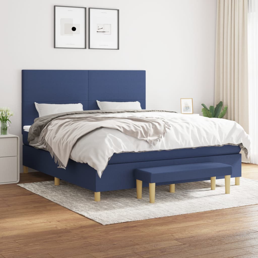 Boxspring met matras stof blauw 160x200 cm is nu te koop bij PeponiXL, paradijselijk wonen!