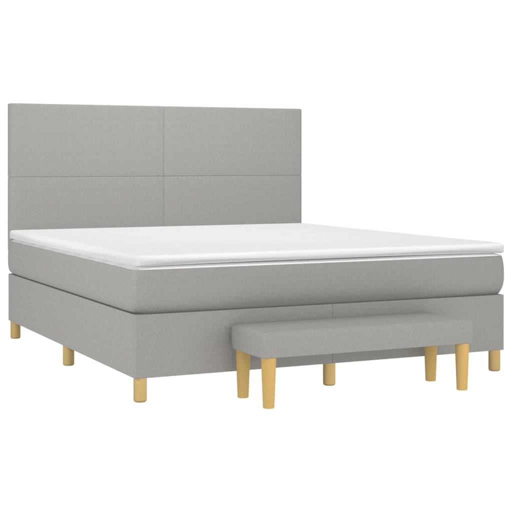 Boxspring met matras stof lichtgrijs 180x200 cm is nu te koop bij PeponiXL, paradijselijk wonen!