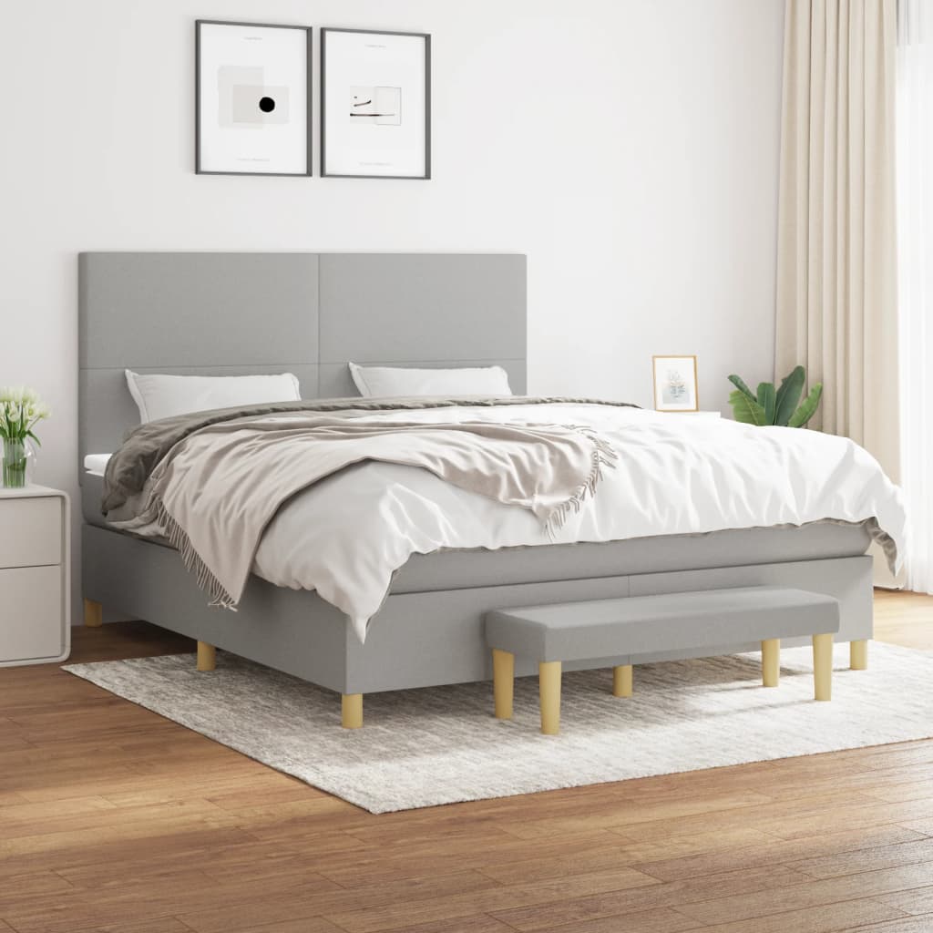 Boxspring met matras stof lichtgrijs 180x200 cm is nu te koop bij PeponiXL, paradijselijk wonen!