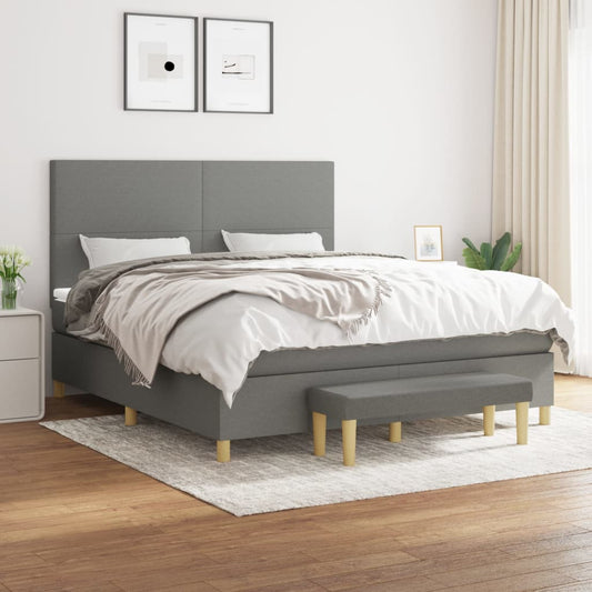Boxspring met matras stof donkergrijs 180x200 cm is nu te koop bij PeponiXL, paradijselijk wonen!