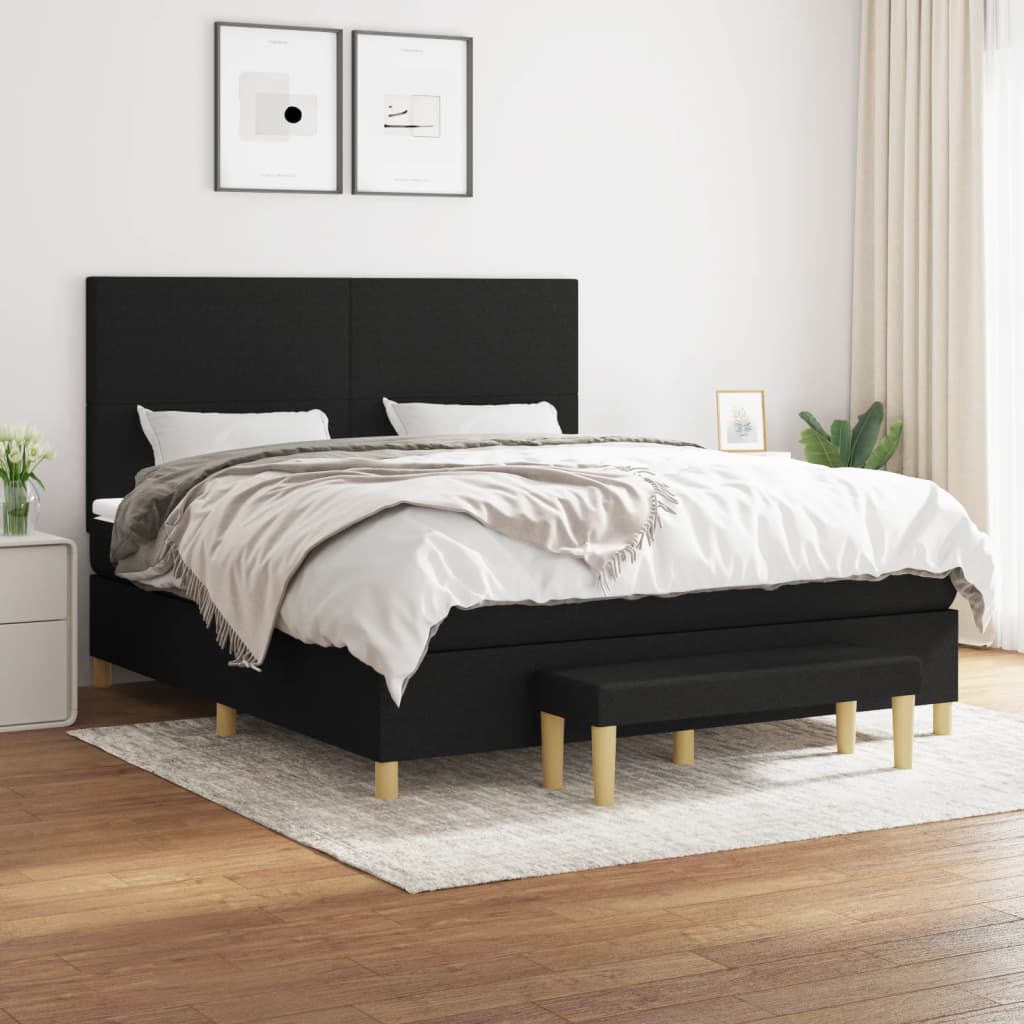Boxspring met matras stof zwart 180x200 cm is nu te koop bij PeponiXL, paradijselijk wonen!