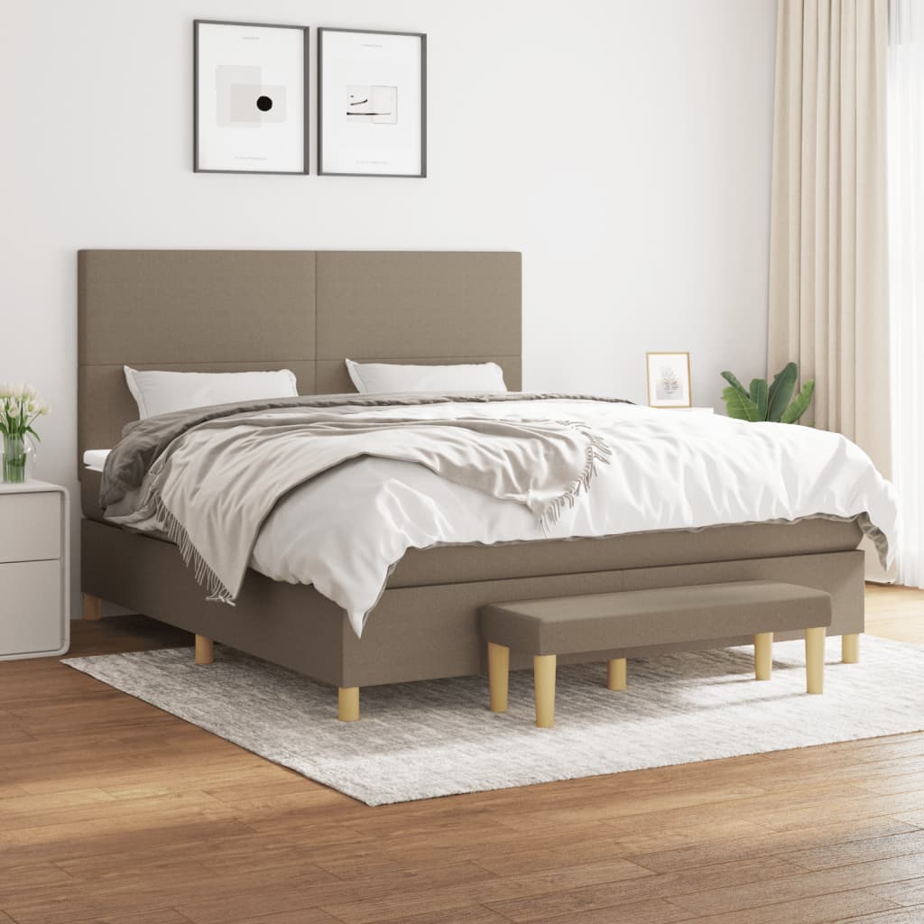 Boxspring met matras stof taupe 180x200 cm is nu te koop bij PeponiXL, paradijselijk wonen!