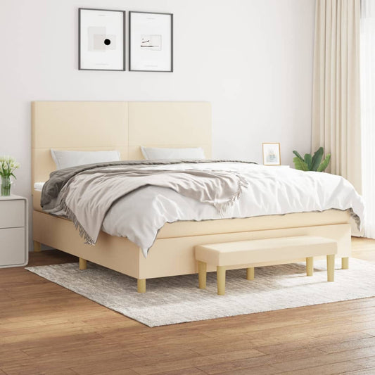 Boxspring met matras stof crèmekleurig 180x200 cm is nu te koop bij PeponiXL, paradijselijk wonen!