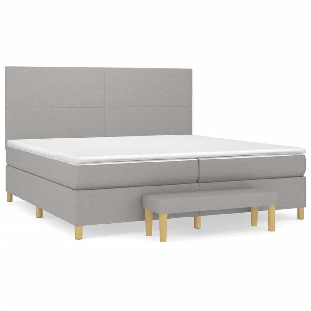 Boxspring met matras stof lichtgrijs 200x200 cm is nu te koop bij PeponiXL, paradijselijk wonen!