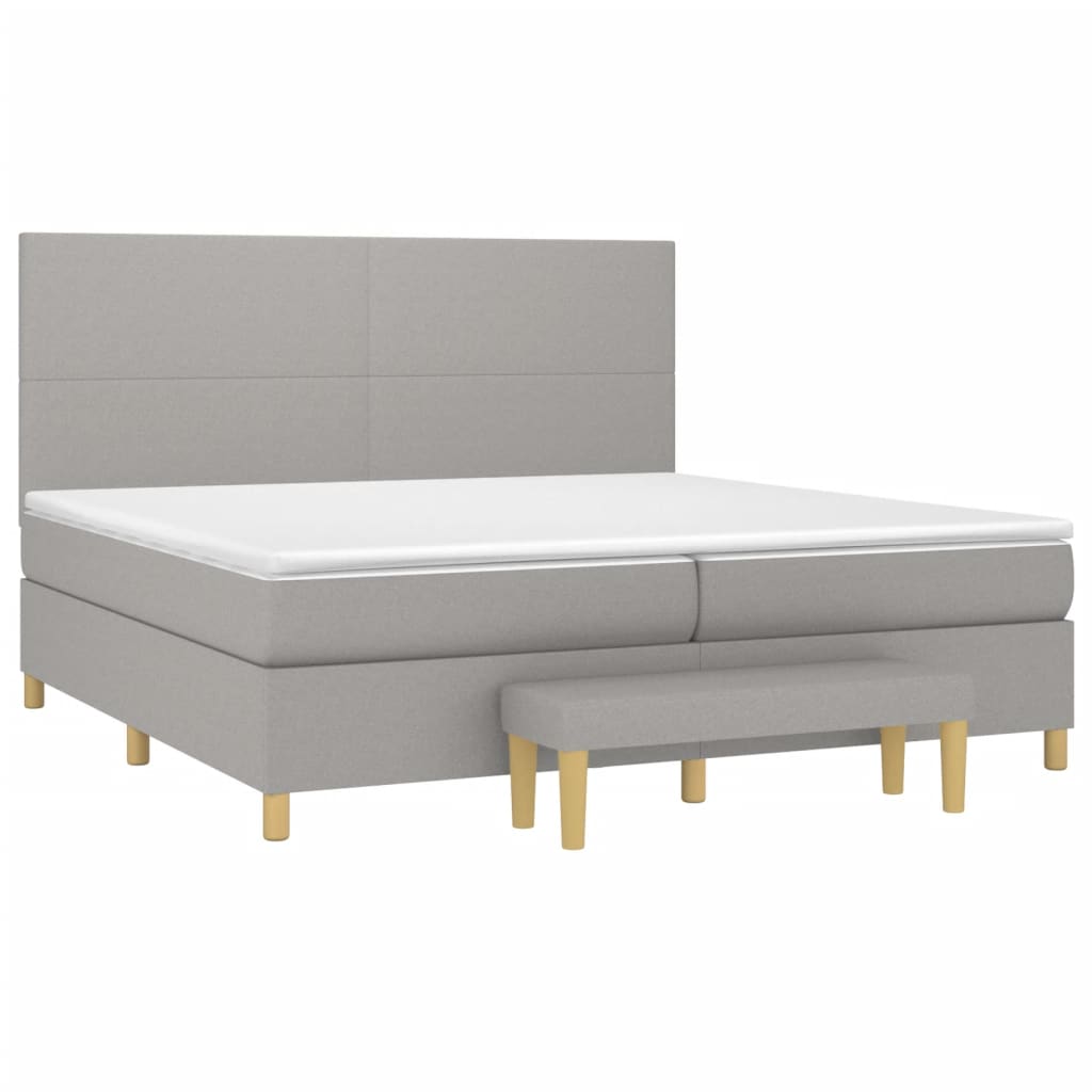 Boxspring met matras stof lichtgrijs 200x200 cm is nu te koop bij PeponiXL, paradijselijk wonen!