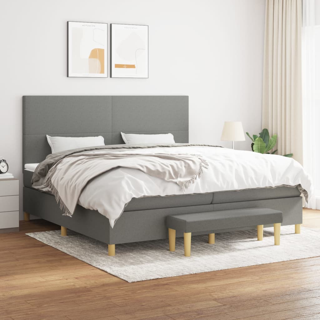 Boxspring met matras stof donkergrijs 200x200 cm is nu te koop bij PeponiXL, paradijselijk wonen!