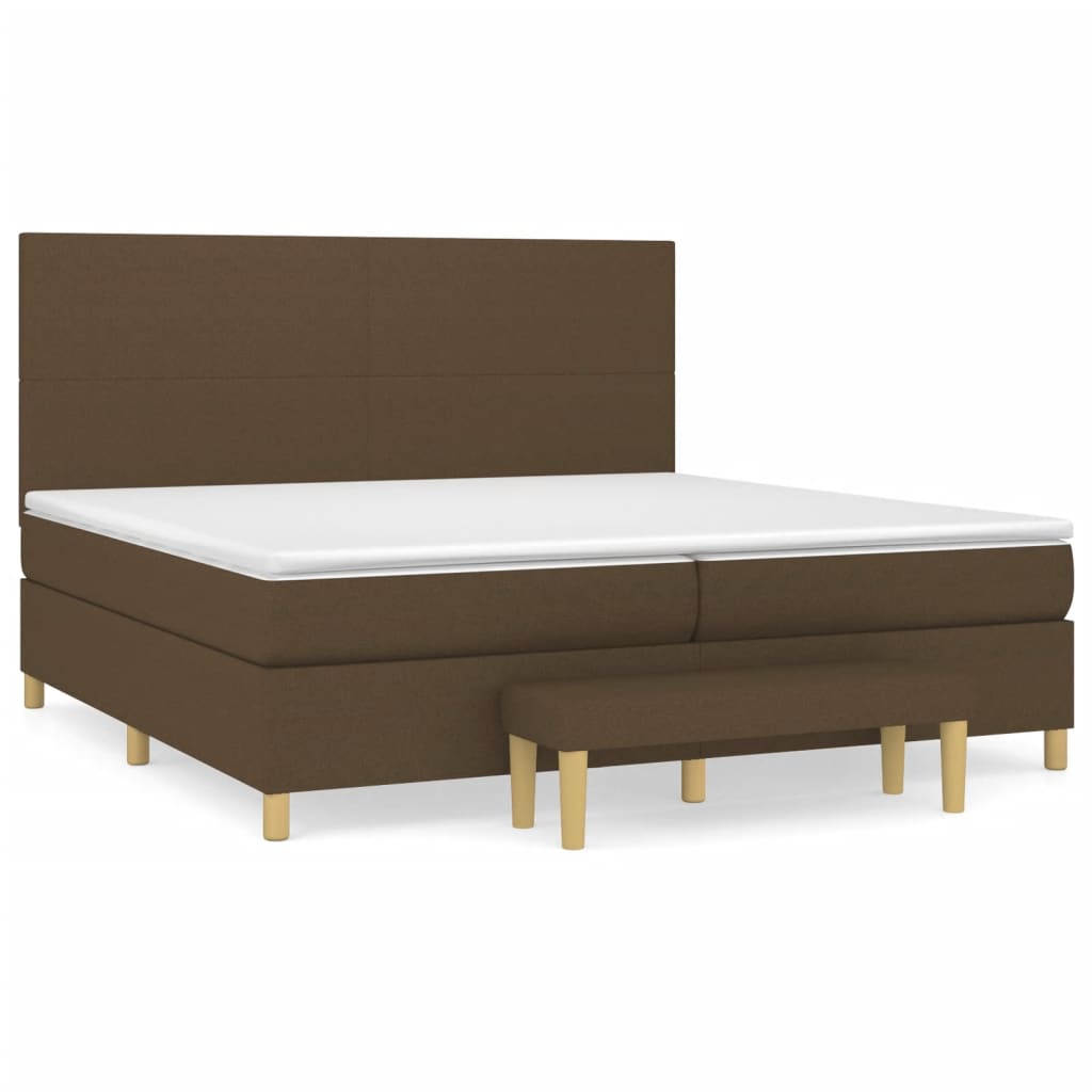 Boxspring met matras stof donkerbruin 200x200 cm is nu te koop bij PeponiXL, paradijselijk wonen!
