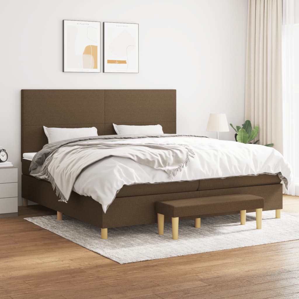 Boxspring met matras stof donkerbruin 200x200 cm is nu te koop bij PeponiXL, paradijselijk wonen!