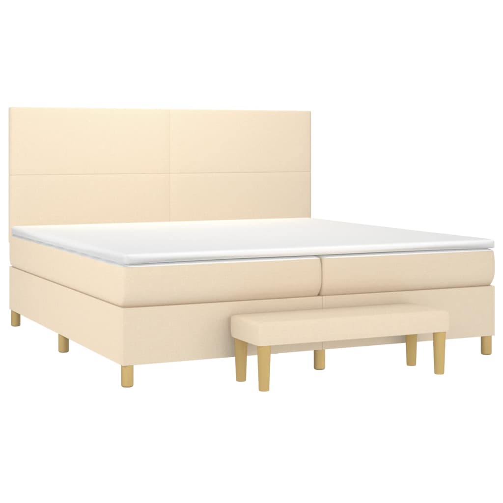 Boxspring met matras stof crèmekleurig 200x200 cm is nu te koop bij PeponiXL, paradijselijk wonen!
