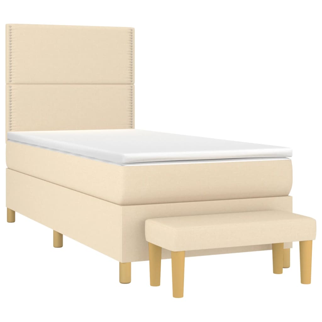 Boxspring met matras stof crèmekleurig 90x190 cm is nu te koop bij PeponiXL, paradijselijk wonen!