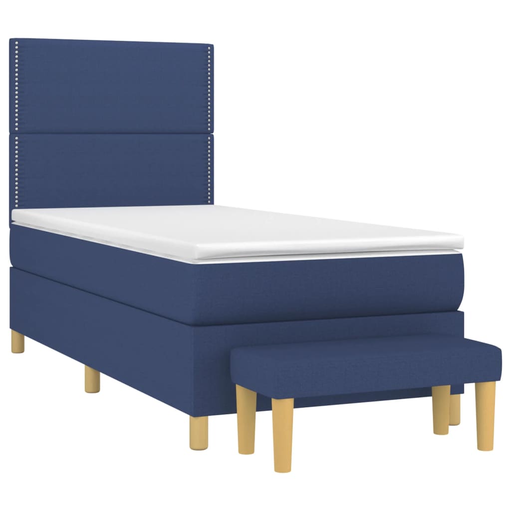 Boxspring met matras stof blauw 90x190 cm is nu te koop bij PeponiXL, paradijselijk wonen!