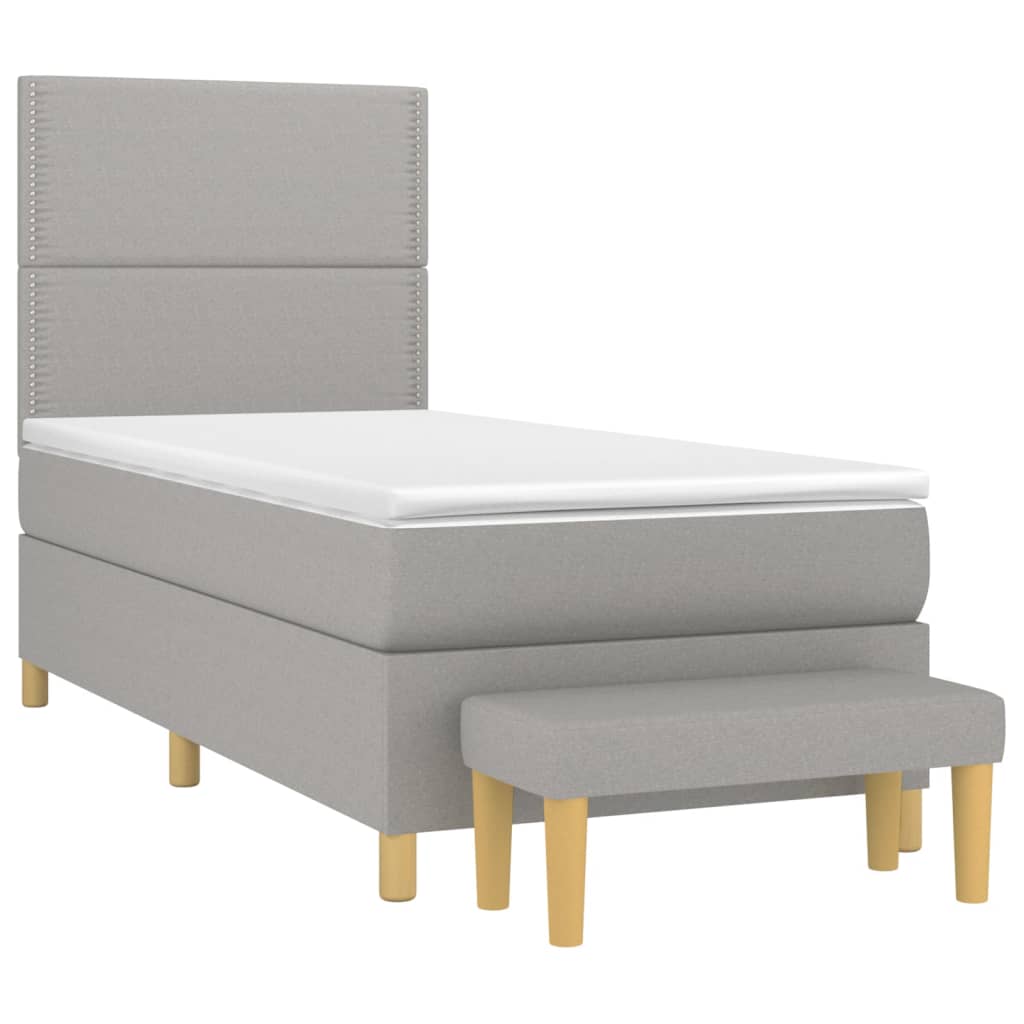 Boxspring met matras stof lichtgrijs 100x200 cm is nu te koop bij PeponiXL, paradijselijk wonen!