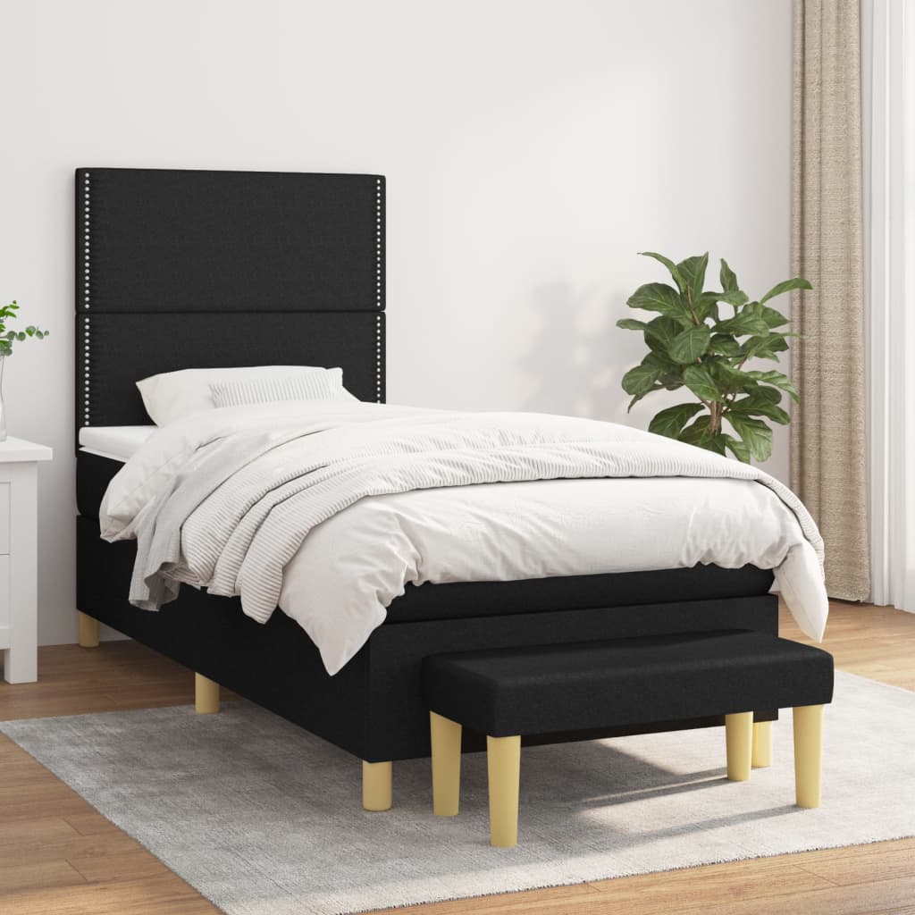 Boxspring met matras stof zwart 100x200 cm is nu te koop bij PeponiXL, paradijselijk wonen!