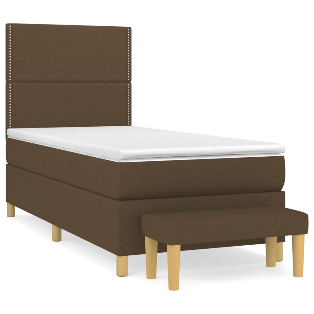 Boxspring met matras stof donkerbruin 100x200 cm is nu te koop bij PeponiXL, paradijselijk wonen!
