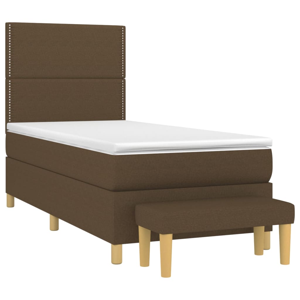 Boxspring met matras stof donkerbruin 100x200 cm is nu te koop bij PeponiXL, paradijselijk wonen!