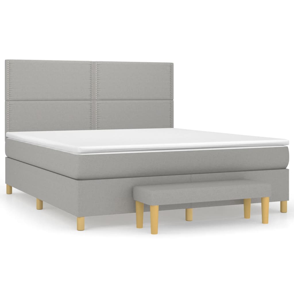 Boxspring met matras stof lichtgrijs 180x200 cm is nu te koop bij PeponiXL, paradijselijk wonen!