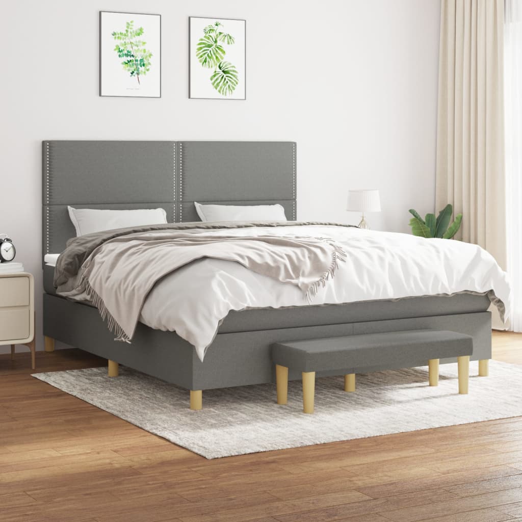 Boxspring met matras stof donkergrijs 180x200 cm is nu te koop bij PeponiXL, paradijselijk wonen!