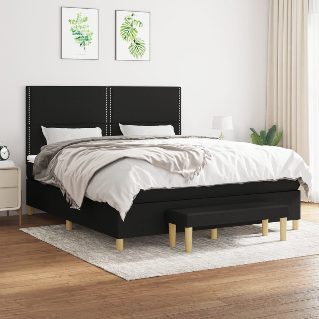 Boxspring met matras stof zwart 180x200 cm is nu te koop bij PeponiXL, paradijselijk wonen!