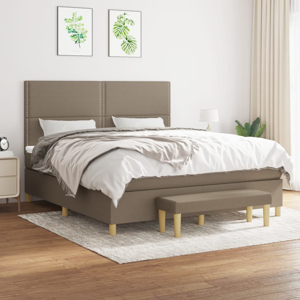 Boxspring met matras stof taupe 180x200 cm is nu te koop bij PeponiXL, paradijselijk wonen!