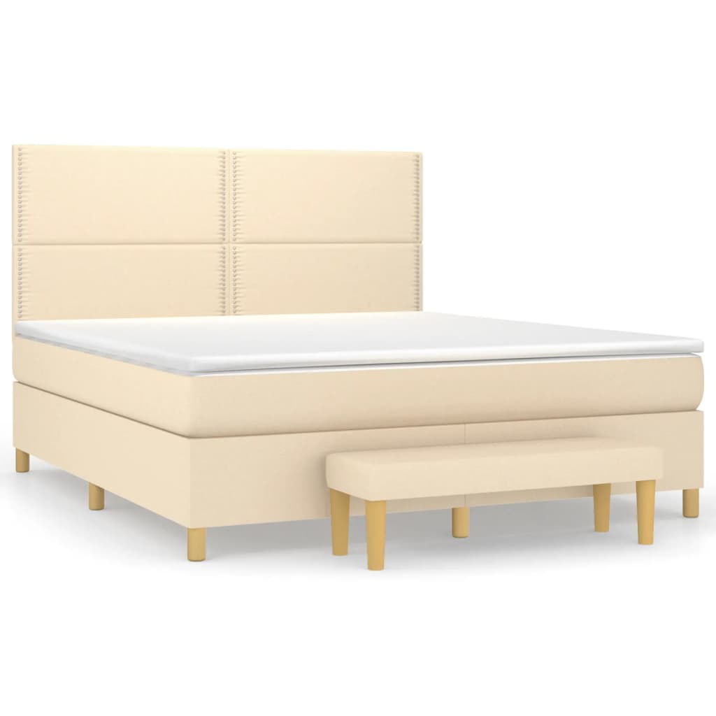 Boxspring met matras stof crèmekleurig 180x200 cm is nu te koop bij PeponiXL, paradijselijk wonen!