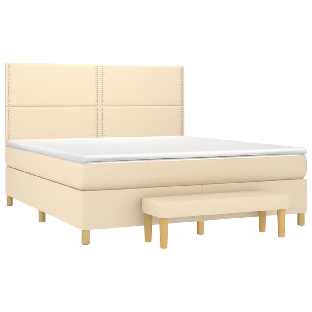 Boxspring met matras stof crèmekleurig 180x200 cm is nu te koop bij PeponiXL, paradijselijk wonen!