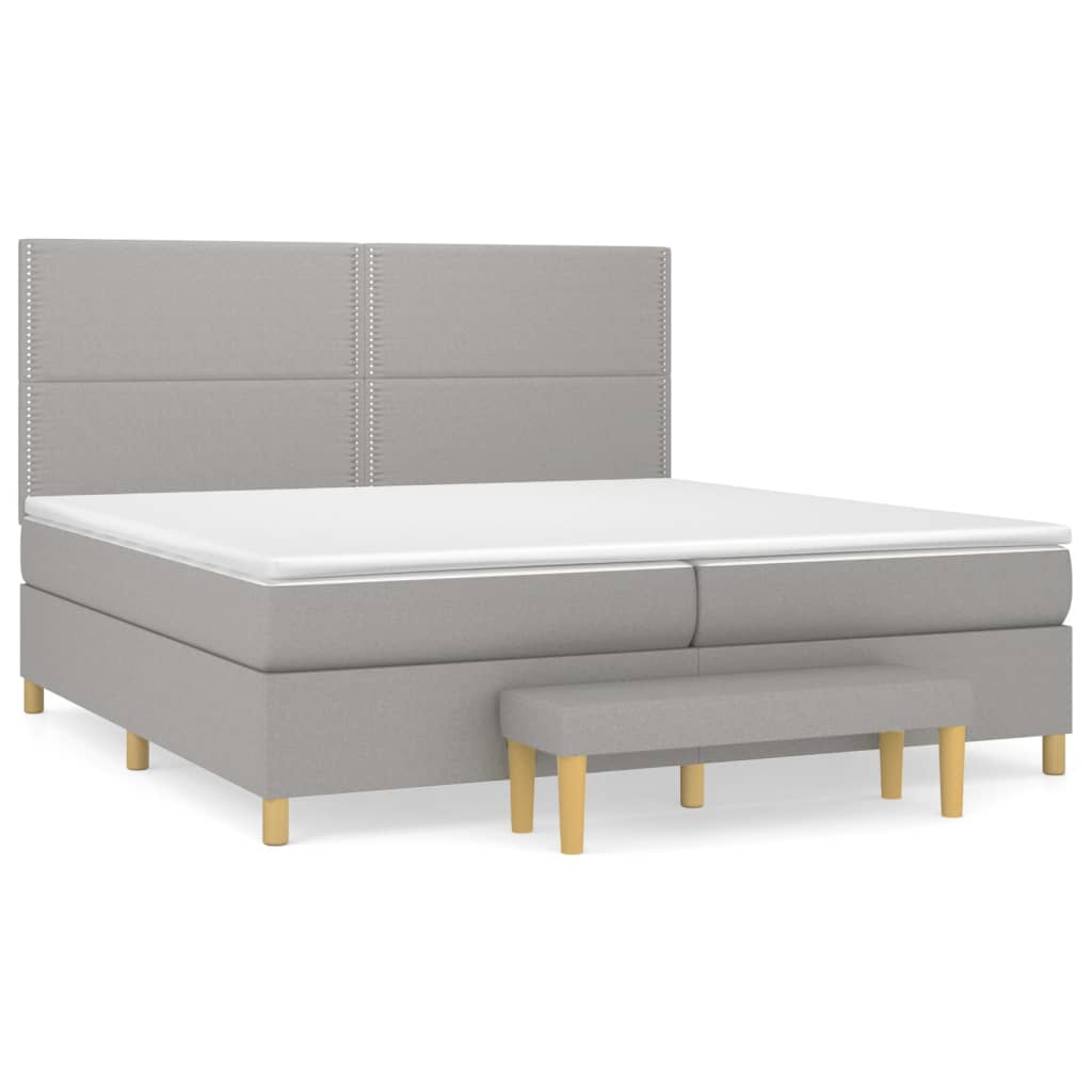 Boxspring met matras stof lichtgrijs 200x200 cm is nu te koop bij PeponiXL, paradijselijk wonen!