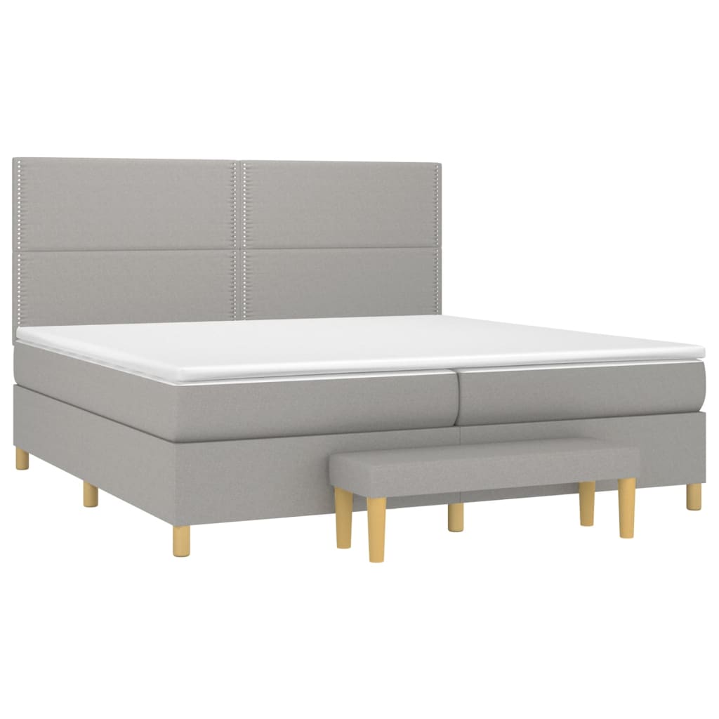 Boxspring met matras stof lichtgrijs 200x200 cm is nu te koop bij PeponiXL, paradijselijk wonen!