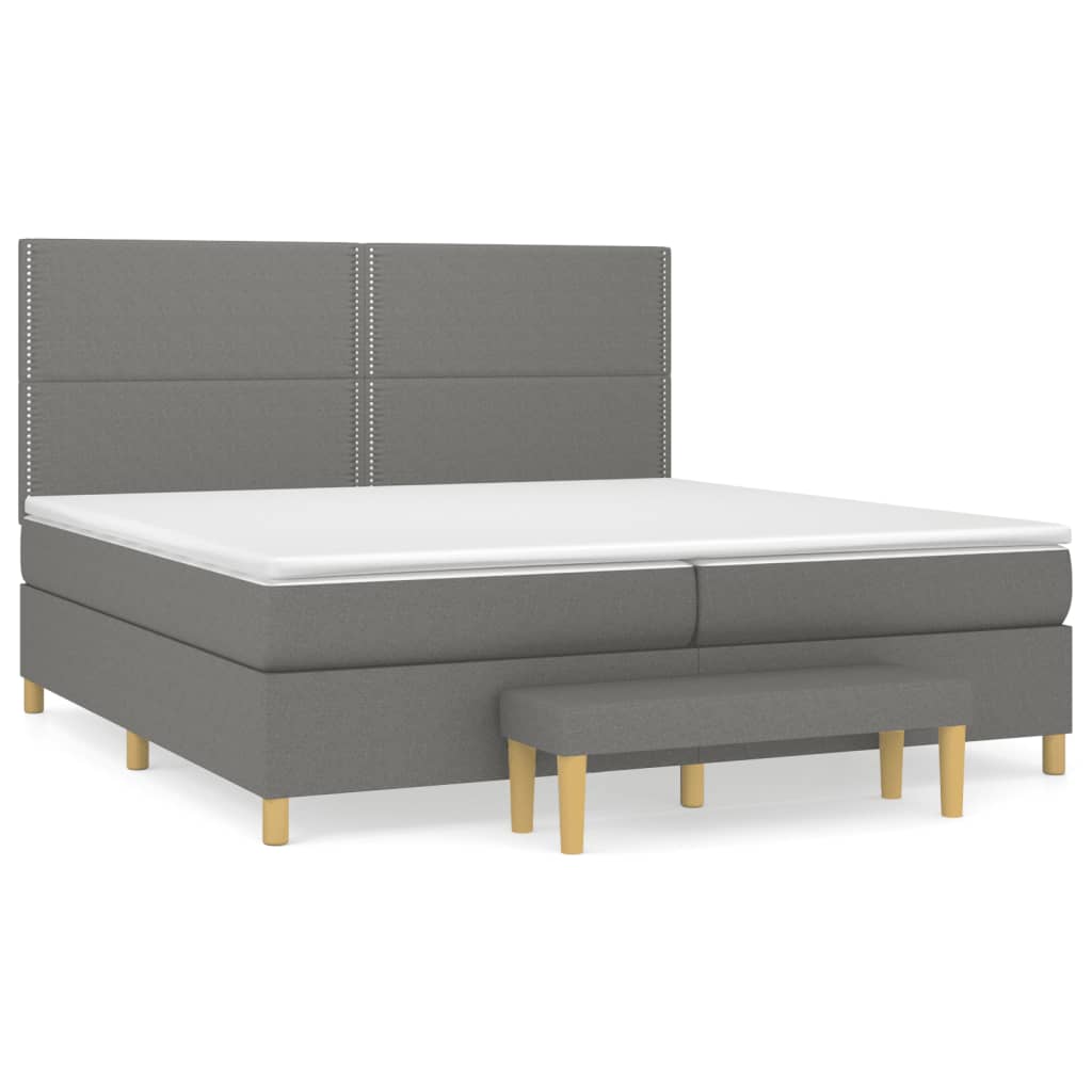 Boxspring met matras stof donkergrijs 200x200 cm is nu te koop bij PeponiXL, paradijselijk wonen!
