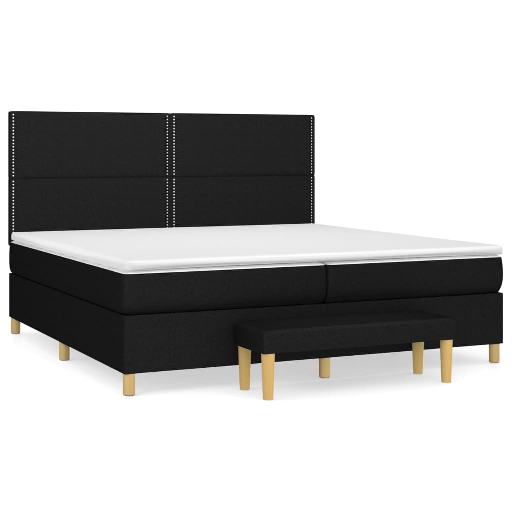 Boxspring met matras stof zwart 200x200 cm is nu te koop bij PeponiXL, paradijselijk wonen!