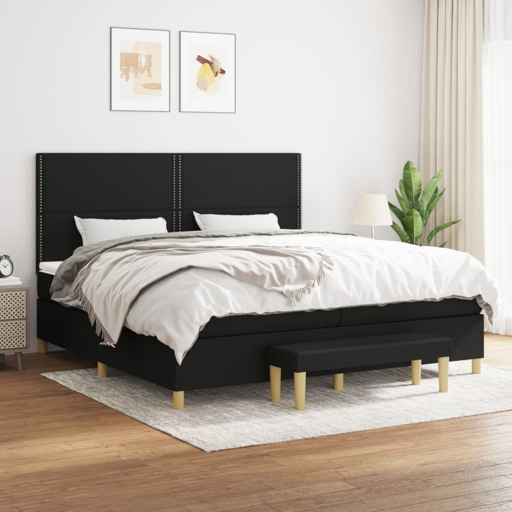 Boxspring met matras stof zwart 200x200 cm is nu te koop bij PeponiXL, paradijselijk wonen!