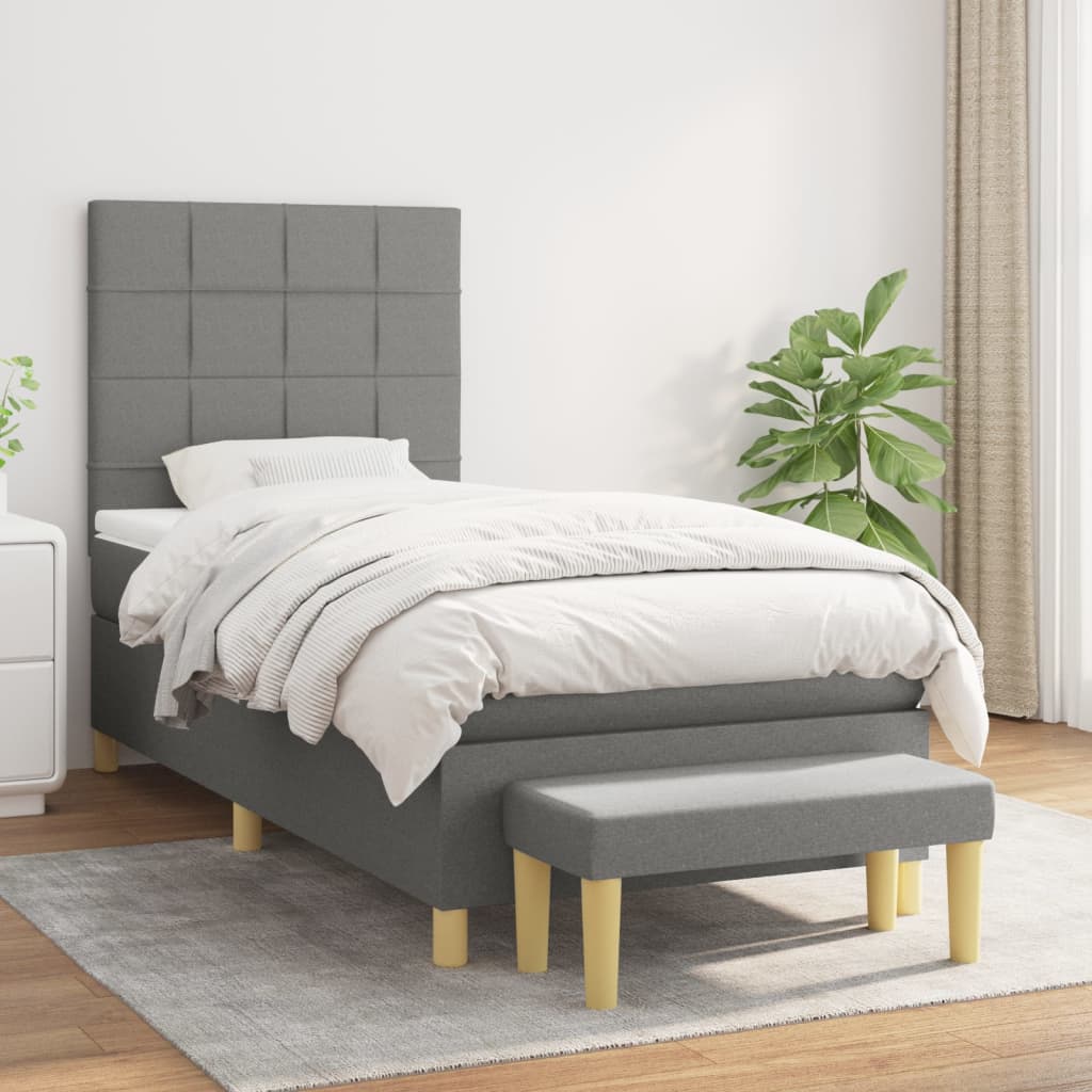 Boxspring met matras stof donkergrijs 80x200 cm is nu te koop bij PeponiXL, paradijselijk wonen!
