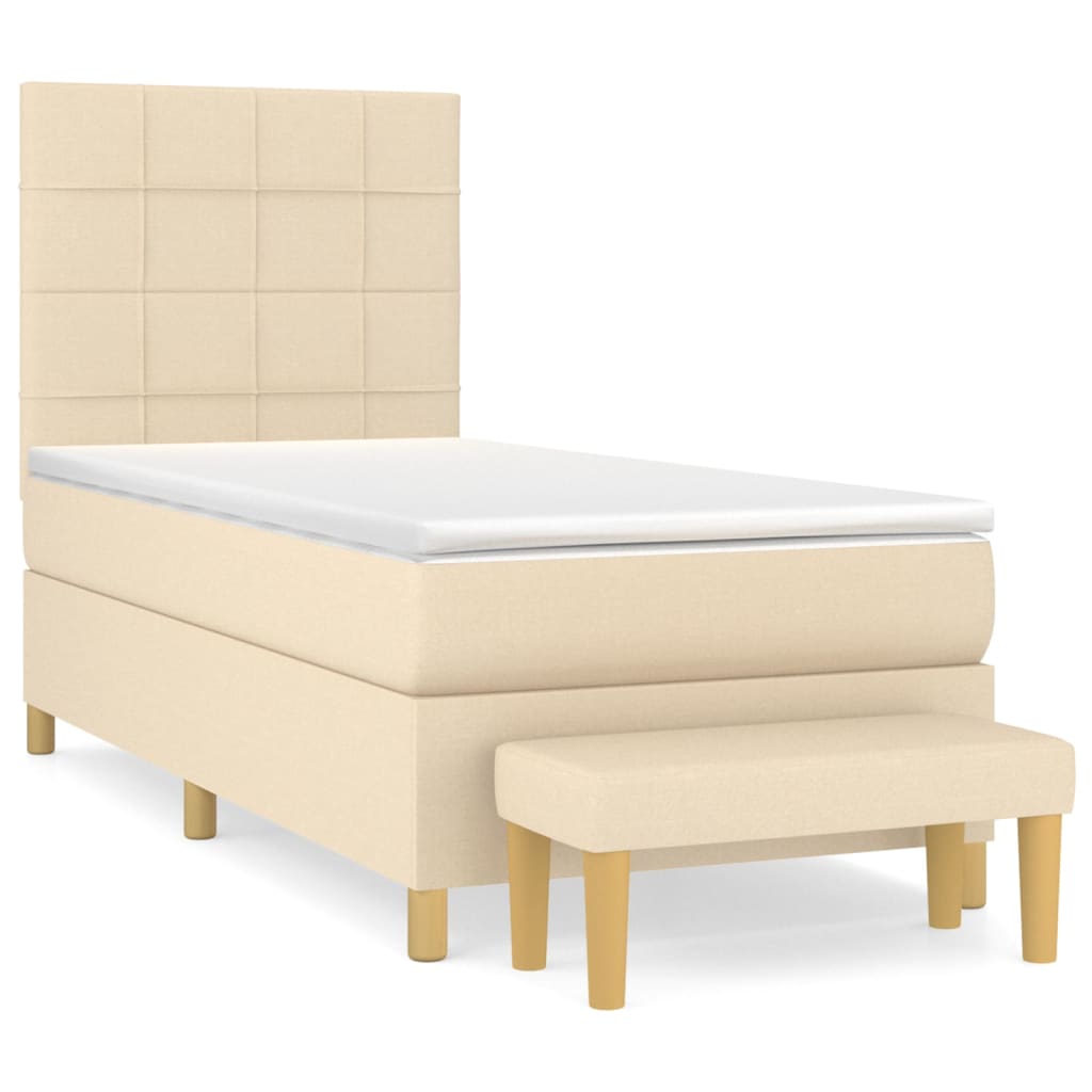 Boxspring met matras stof crèmekleurig 80x200 cm is nu te koop bij PeponiXL, paradijselijk wonen!