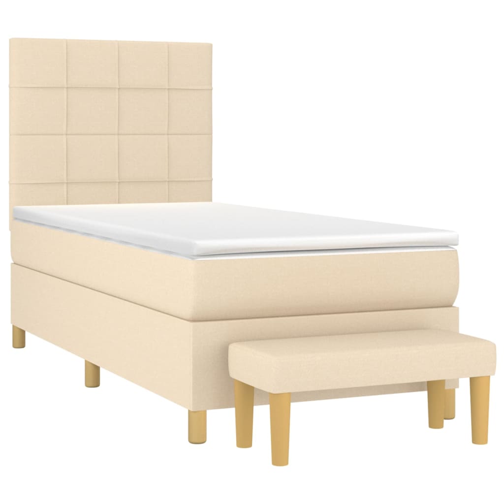 Boxspring met matras stof crèmekleurig 80x200 cm is nu te koop bij PeponiXL, paradijselijk wonen!