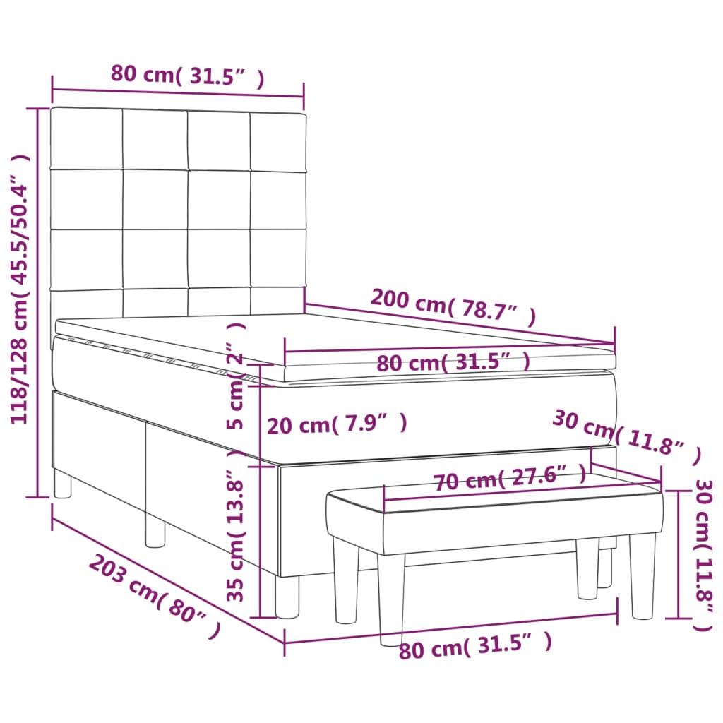 Boxspring met matras stof blauw 80x200 cm is nu te koop bij PeponiXL, paradijselijk wonen!