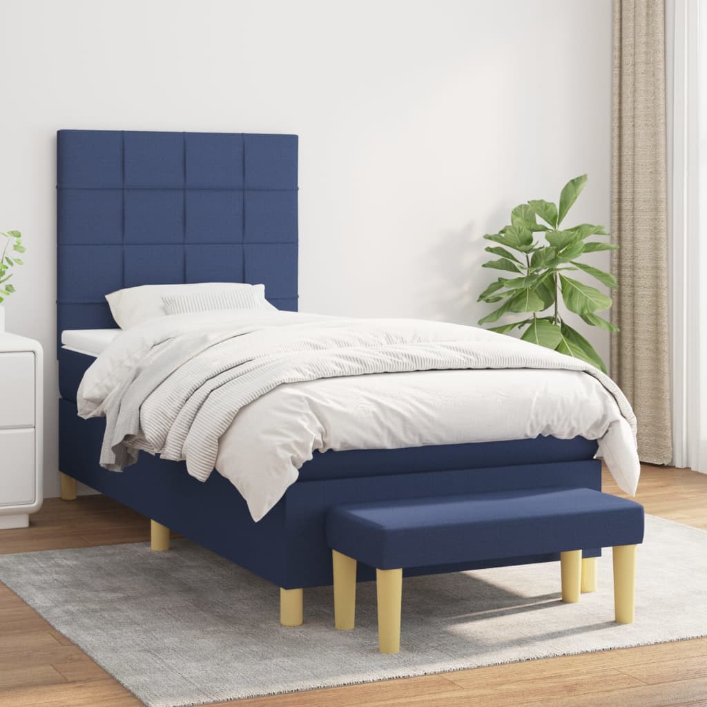 Boxspring met matras stof blauw 80x200 cm is nu te koop bij PeponiXL, paradijselijk wonen!