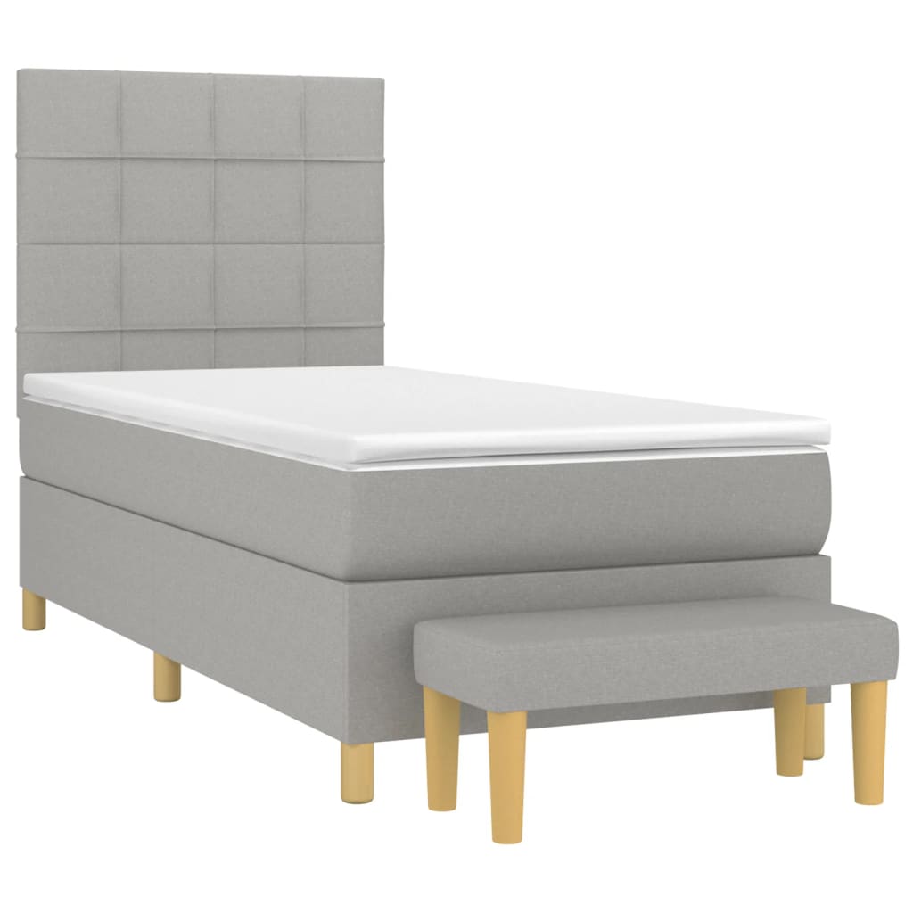 Boxspring met matras stof lichtgrijs 90x190 cm is nu te koop bij PeponiXL, paradijselijk wonen!