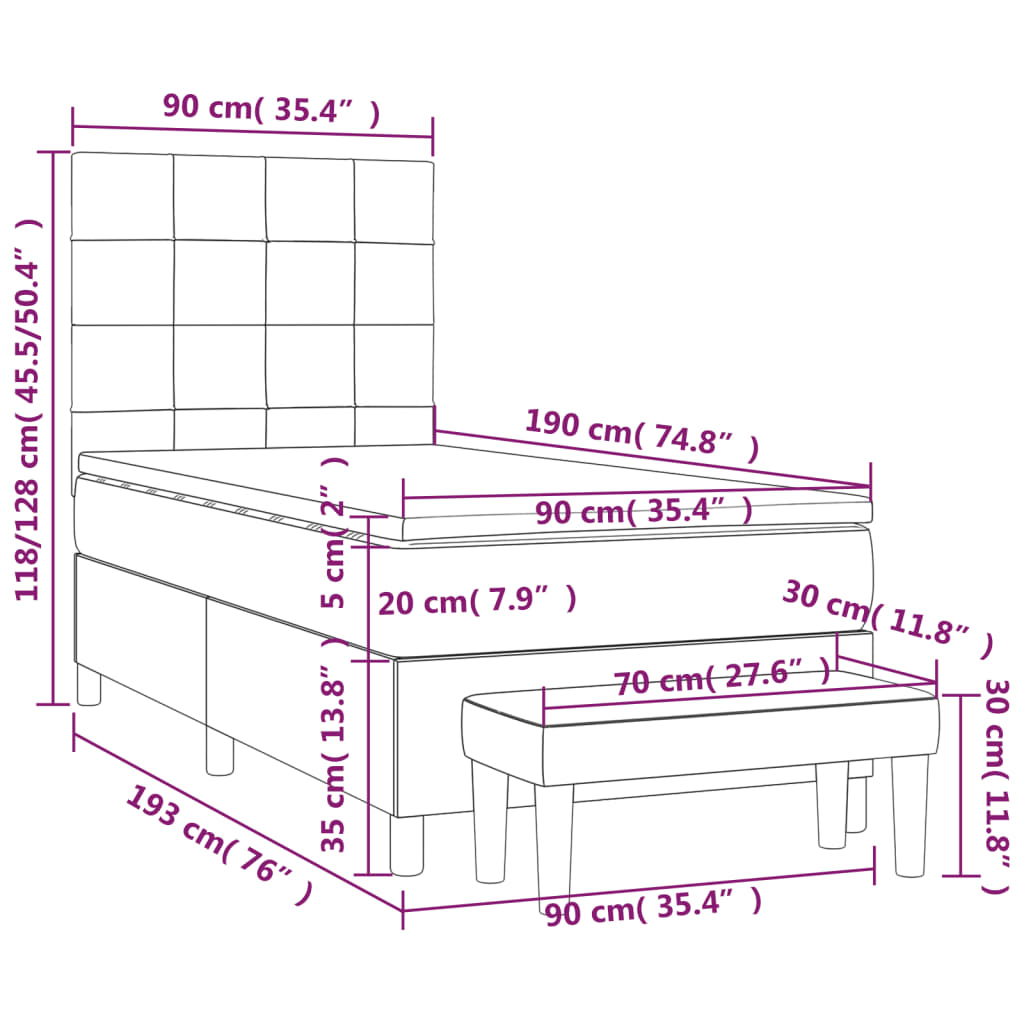 Boxspring met matras stof lichtgrijs 90x190 cm is nu te koop bij PeponiXL, paradijselijk wonen!