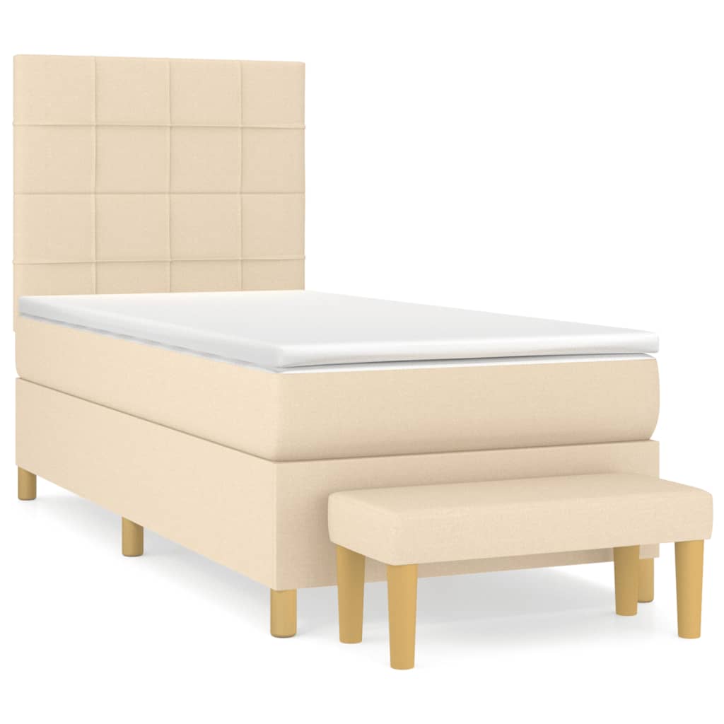 Boxspring met matras stof crèmekleurig 90x190 cm is nu te koop bij PeponiXL, paradijselijk wonen!