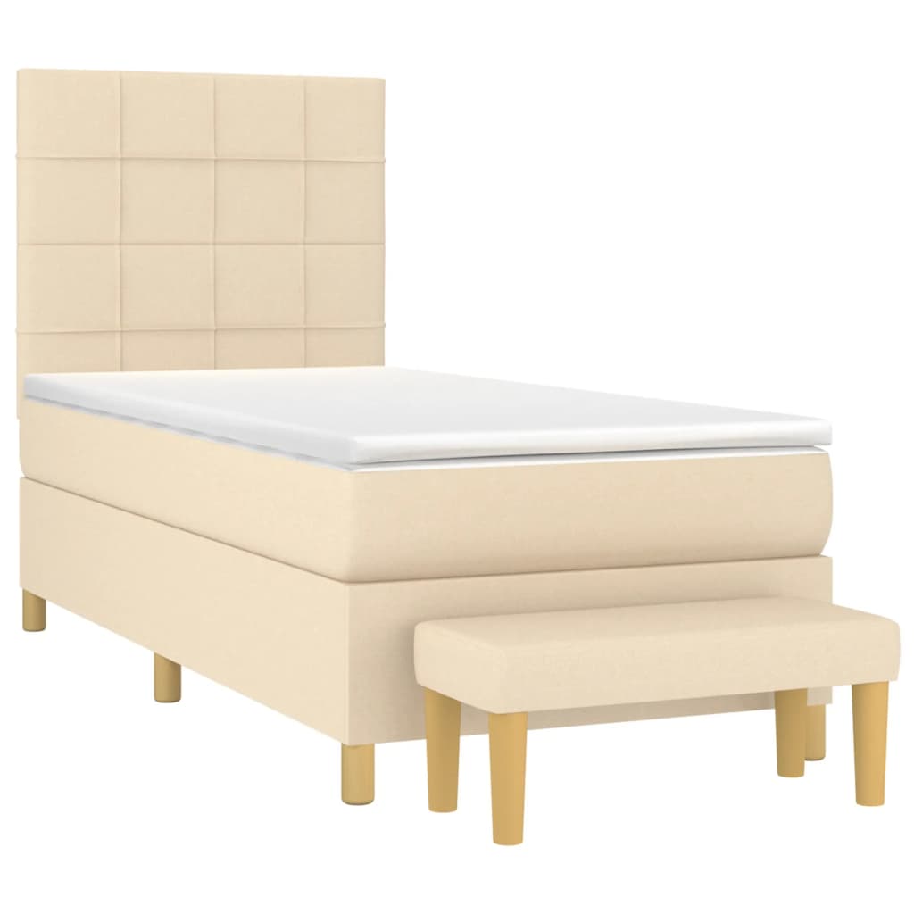Boxspring met matras stof crèmekleurig 90x190 cm is nu te koop bij PeponiXL, paradijselijk wonen!