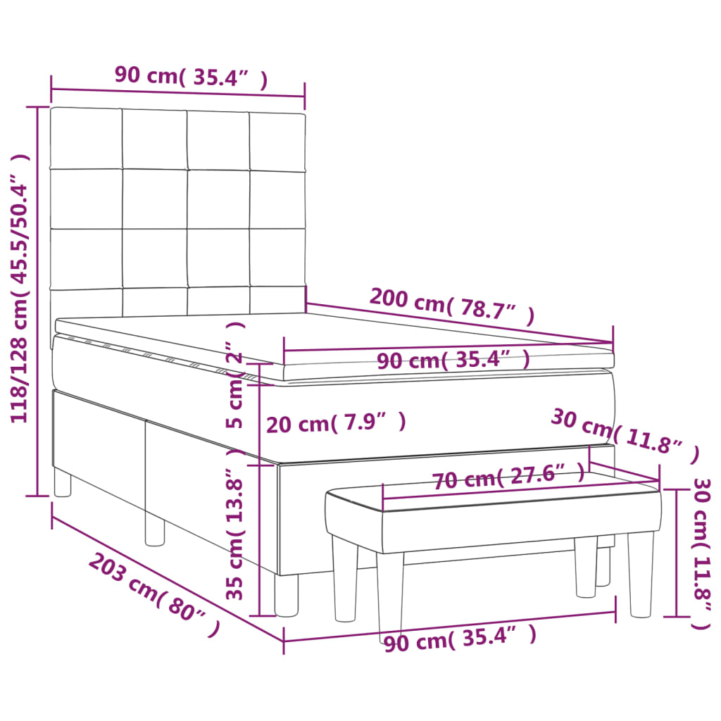 Boxspring met matras stof zwart 90x200 cm is nu te koop bij PeponiXL, paradijselijk wonen!