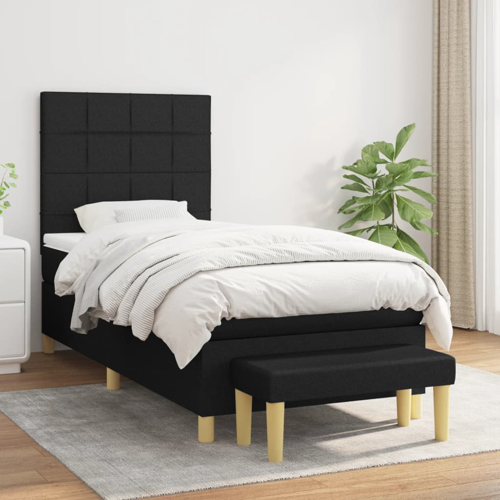 Boxspring met matras stof zwart 90x200 cm is nu te koop bij PeponiXL, paradijselijk wonen!