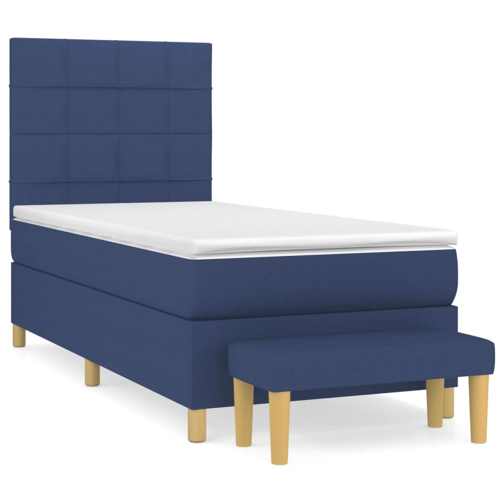 Boxspring met matras stof blauw 90x200 cm is nu te koop bij PeponiXL, paradijselijk wonen!