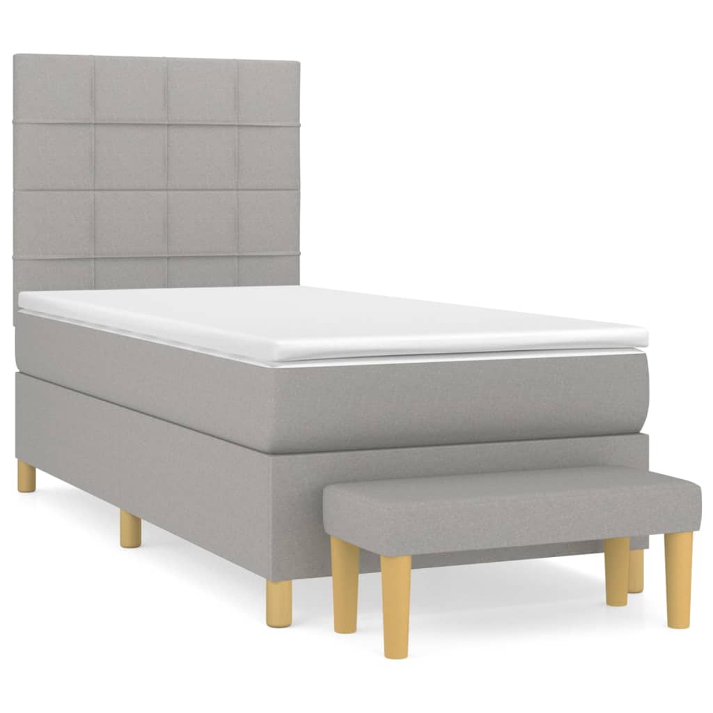 Boxspring met matras stof lichtgrijs 100x200 cm is nu te koop bij PeponiXL, paradijselijk wonen!