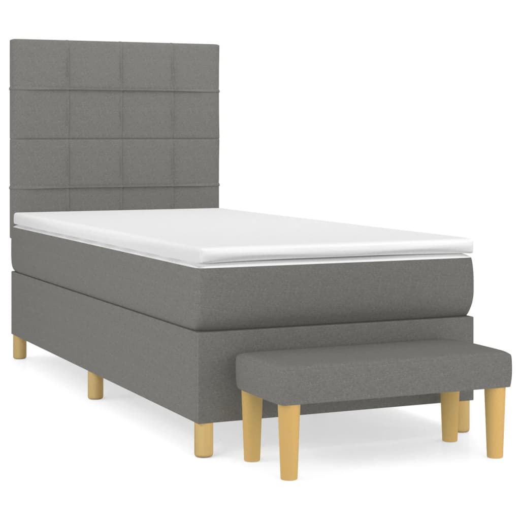 Boxspring met matras stof donkergrijs 100x200 cm is nu te koop bij PeponiXL, paradijselijk wonen!