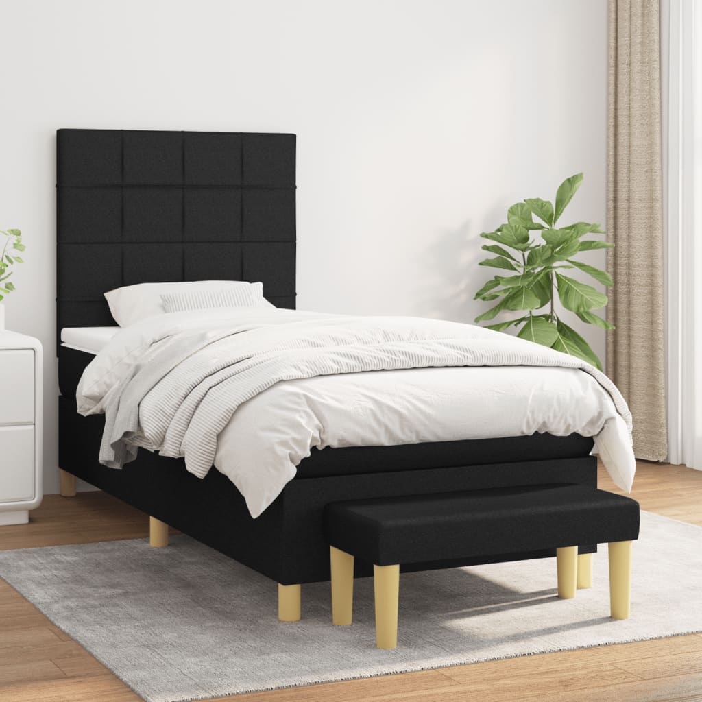 Boxspring met matras stof zwart 100x200 cm is nu te koop bij PeponiXL, paradijselijk wonen!