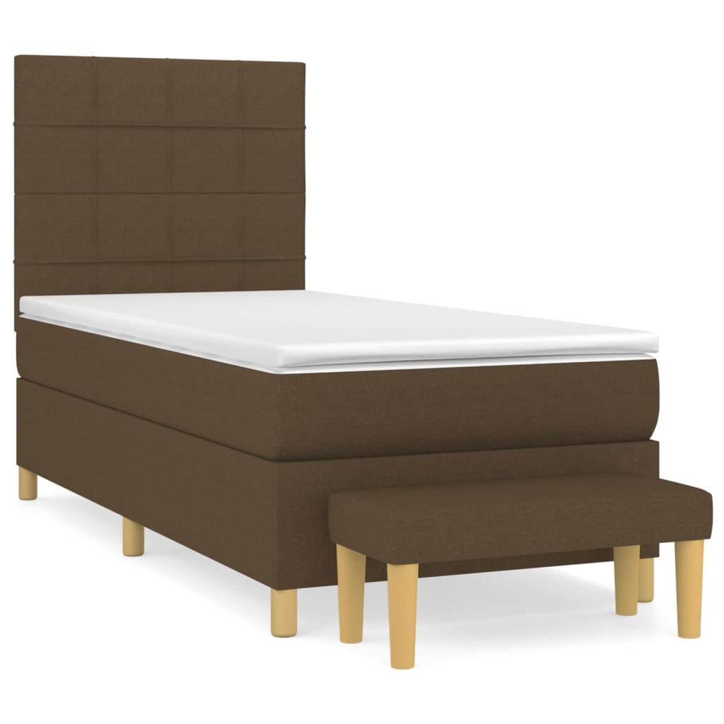 Boxspring met matras stof donkerbruin 100x200 cm is nu te koop bij PeponiXL, paradijselijk wonen!