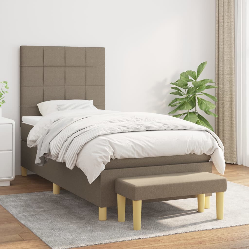 Boxspring met matras stof taupe 100x200 cm is nu te koop bij PeponiXL, paradijselijk wonen!